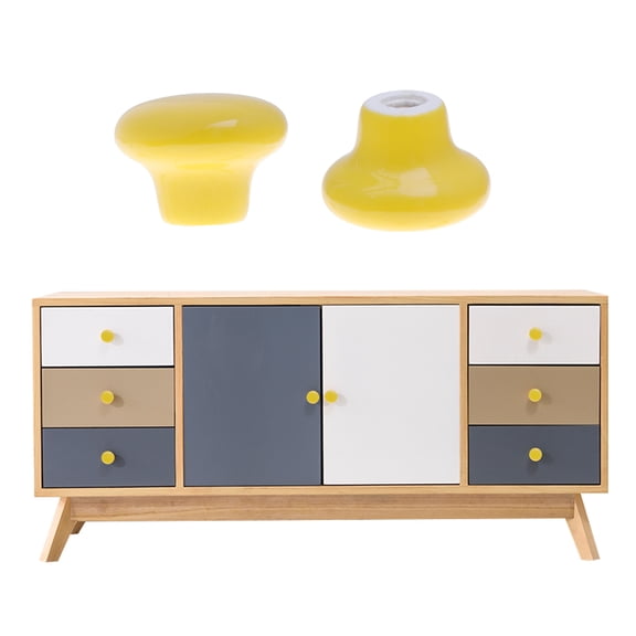 Raindrops 5 Pcs Shaped Ceramic Handle Kitchen Cupboard Knobs Child Yellow