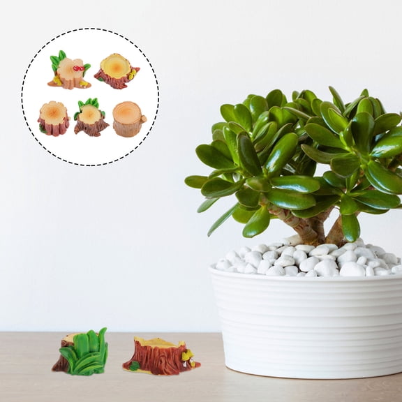 Raindrops 5 Pcs Tree Stump Ornaments Model Adornments Faces Decor Outdoor Decoration