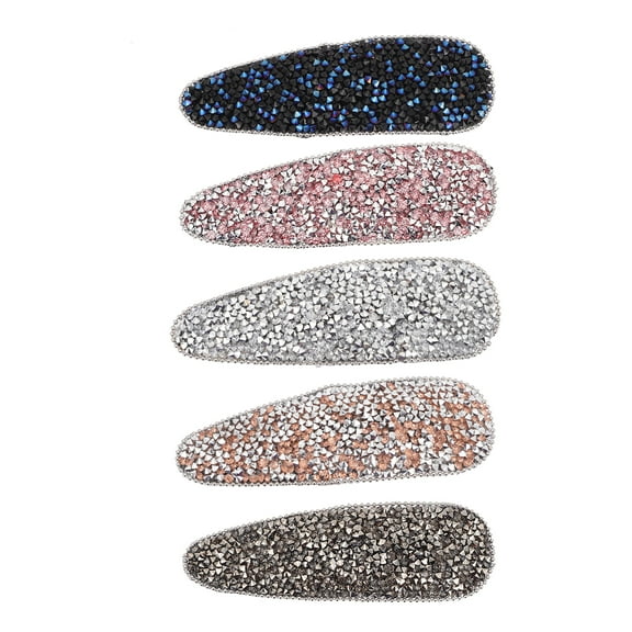Raindrops 5 Rhinestone Snap Hair Clips Hair Barrettes Metal Hairpins