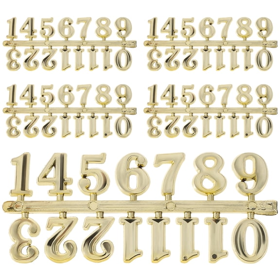 Raindrops 5 Sets Arabic Plates for Wall Plastic DIY Decoration Golden Clock Numbers Kit