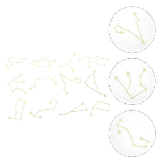 Raindrops 5Sets Green Glowing Wall Stickers Plastic Star Decals for Ceiling and Door Decoration