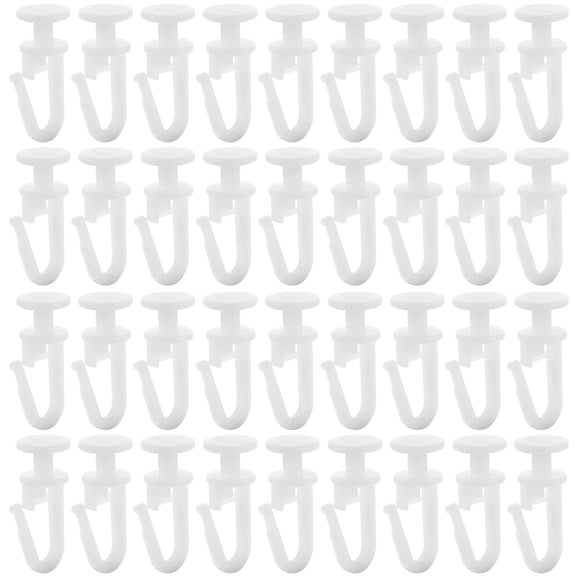 Raindrops 50 Pcs White Ceiling Curtain Track Gliders, Rail Hook Sliders for Drapes, Window Panels, Room Divider Rails Set