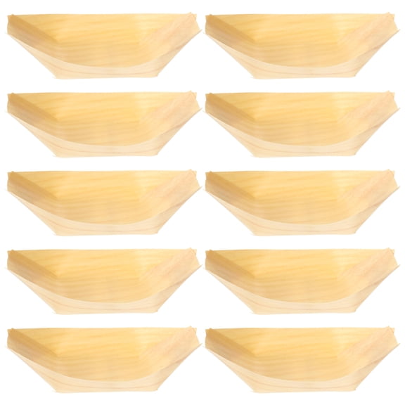 Raindrops Wooden Food Tray in Boat Shape for Serving Perfect for Parties and Events Light Yellow 12X6X3cm