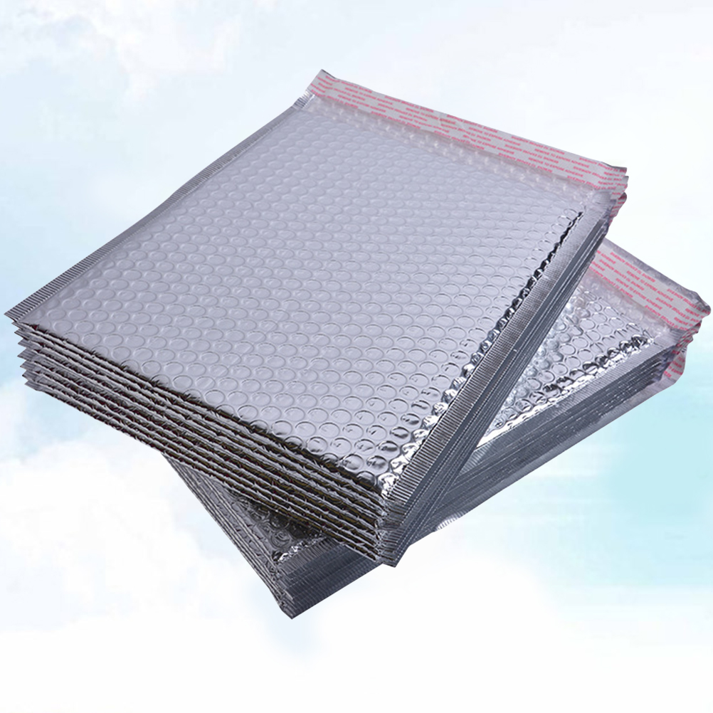Raindrops 50Pcs Waterproof Shockproof Bubble Bag Silver Aluminum Film Mailing Envelope
