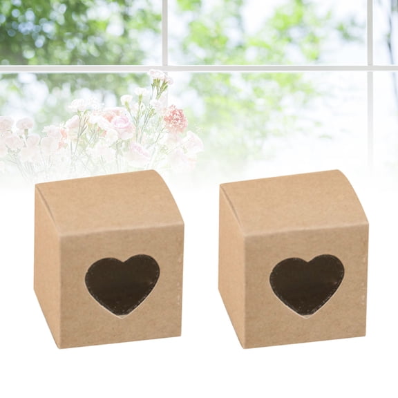 SHINYPASING wedding party favour Candy HeartShaped Window Cupcake Favor Box Beige 50pcs