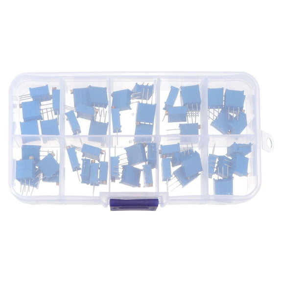 Raindrops 50Pcs High Precision Blue Through Hole Potentiometer Resistor for Electronic Devices