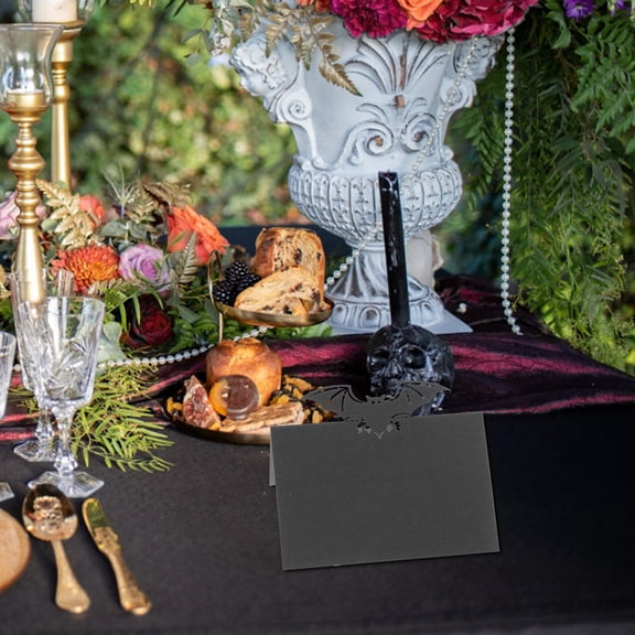 CRILSTYLEO Bat Table Name Cards Black Paper for Wedding Party Decor