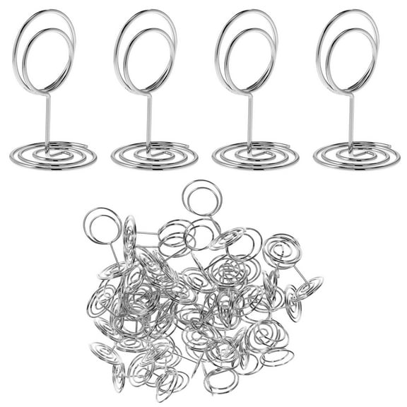 Raindrops 50Pcs Compact Lightweight Silver Metal Name Card Holder for Wedding Tables