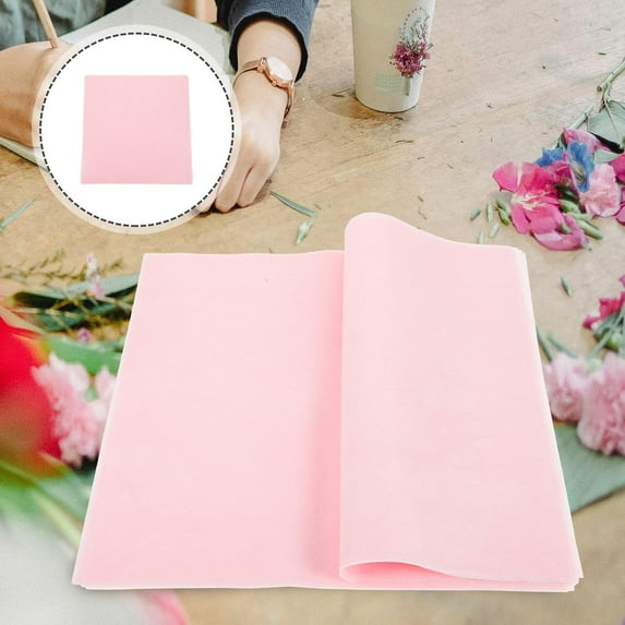 Raindrops 50 Sheets Pink Wrapping Paper for Flower Wrapping and Craft Use Tea Green Design