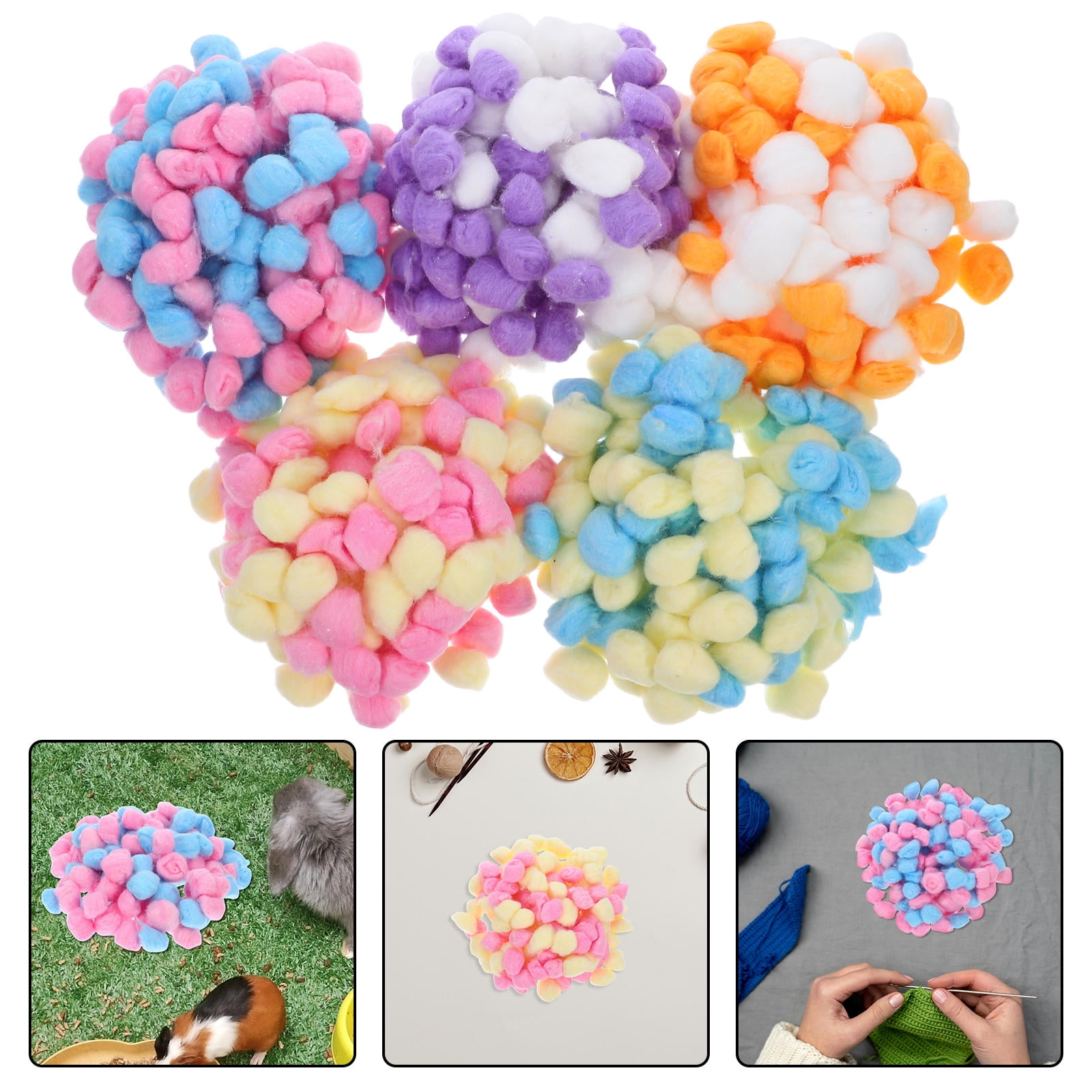 Houderco Small Pom Pom Balls Cotton for Diy Accessories Crafts Making 500Pcs 1.4X0.8X0.8In