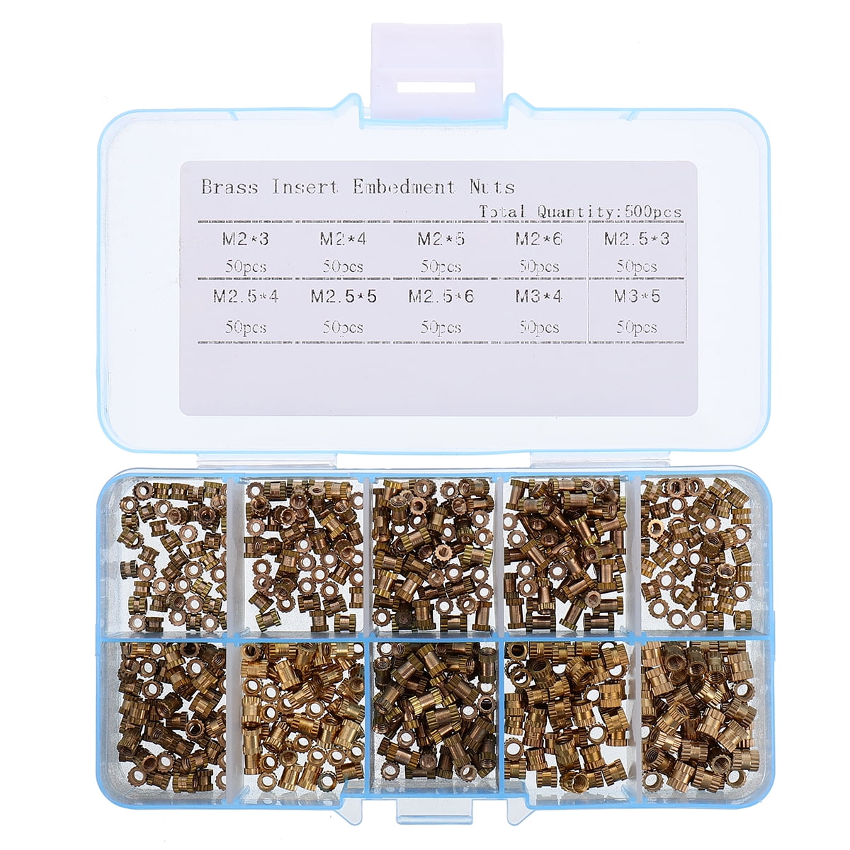 Raindrops  500 Pcs Injection Brass Copper Insert Thread Metric Inserts Nut Sizer Golden