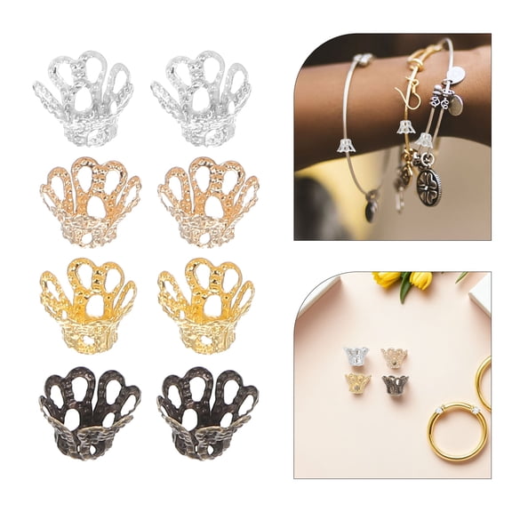 Raindrops 500Pcs Assorted Color Flower Bead Caps Metal Jewelry Making Supply Decorative Spacer Caps for Crafts