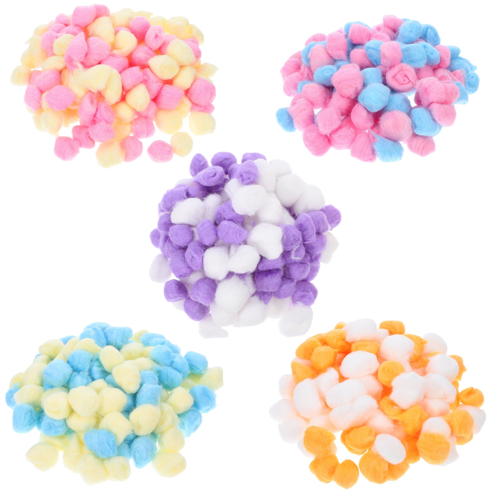 Raindrops 500Pcs Small Puff Balls for Crafts De-greased Cotton Pink-Blue