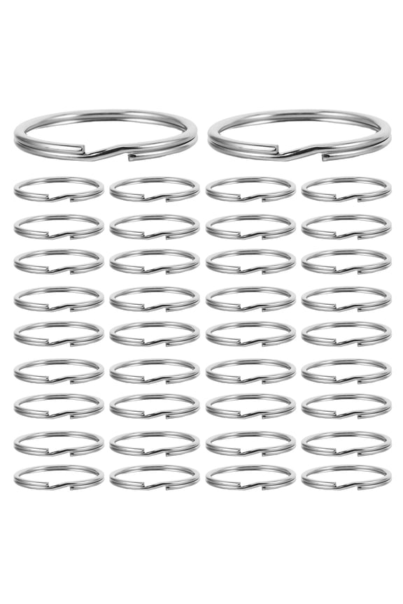 50Pcs Durable Stainless Steel Key Ring Split Rings Heavy Duty Metal Keychain Hoops
