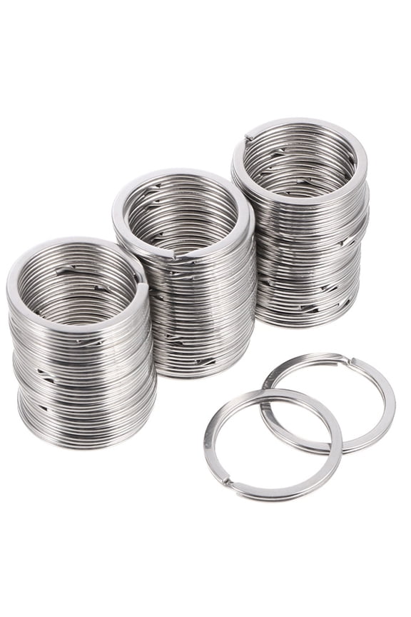 Stainless Steel Small Key Rings Silver Securely Closed for Keychains 50Pcs
