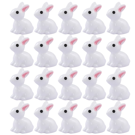 USHOBE 50Pcs Mini Resin Bunny Decoration White Bunny Figurine Cute Vintage for Party