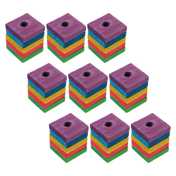 Raindrops 50pcs DIY Parrot Toys Wooden Bird Toy Assorted Color Foot Exercise Enrichment