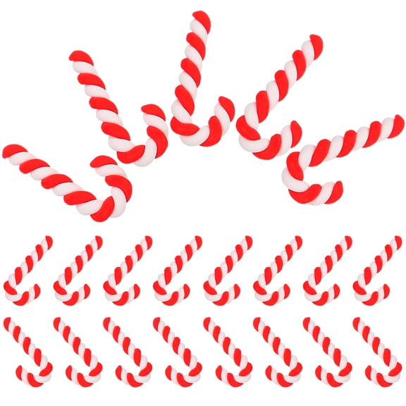 Raindrops 50Pcs Red Christmas Cane Phone Case Decors Polymer Clay Diy Accessories Mini Embellishment Craft Hairpins