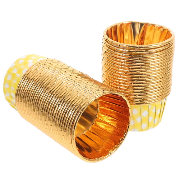 Raindrops 50Pcs Yellow Aluminum Foil Paper Cupcake Liners Safe High Temperature Baking Cups