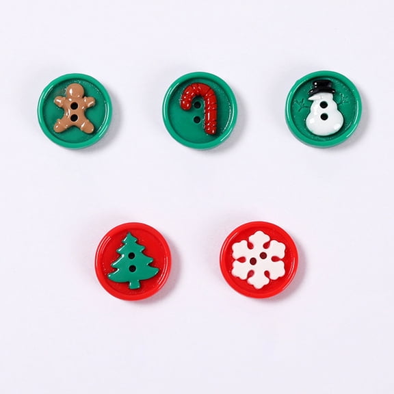 Raindrops Decorative Christmas Plastic Buttons with Assorted Holiday Patterns, 50 Pieces for Crafts and Sewing
