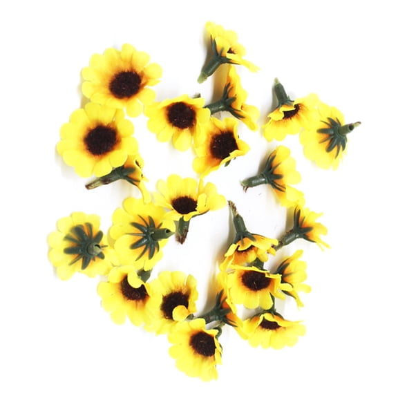 Raindrops Home Decoration Simulation Sunflower Flower Head Yellow 50Pcs