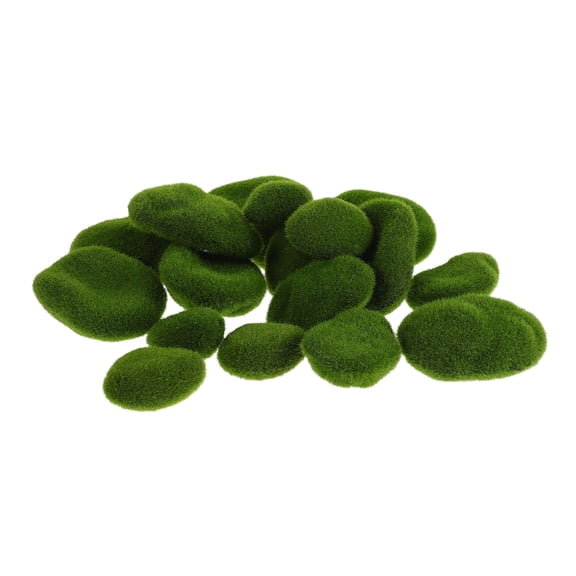 Raindrops Artificial Moss Stones Green Silk for Indoor Decoration, Easy Craft, 50 Pieces Natural Look Home Decor