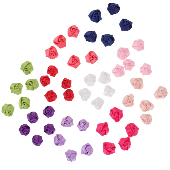 Raindrops 50pcs Flower Embellishments for Crafts Assorted Color DIY Fabric Ribbon for