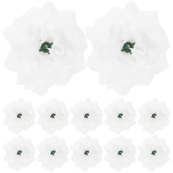 Raindrops 50pcs Silk Rose Flower Heads for Hat Clothes Album Embellishment (White)