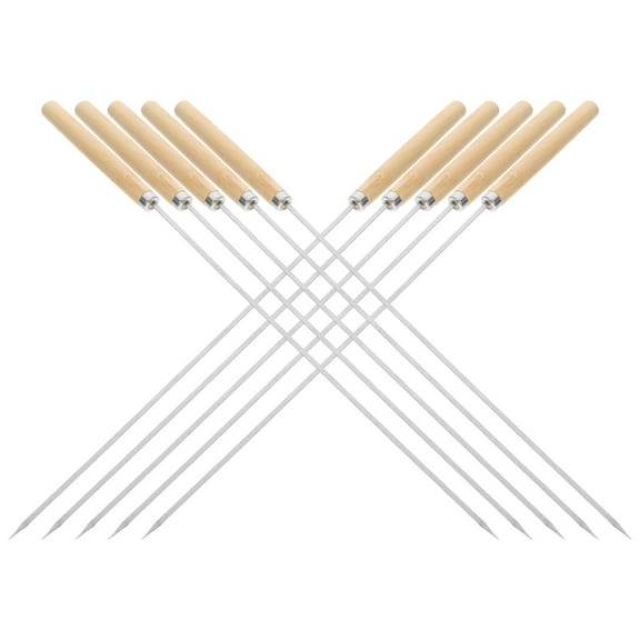 Raindrops 50pcs Stainless Steel Barbecue Skewers Long And Wide Metal Skewers With Wood Handle For Grillings Beef Lamb And Vegetable