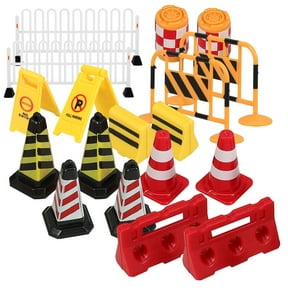 Raindrops 54-Piece Miniature Street and Traffic Road Signs Set for Construction Play and Toy Roadblocks