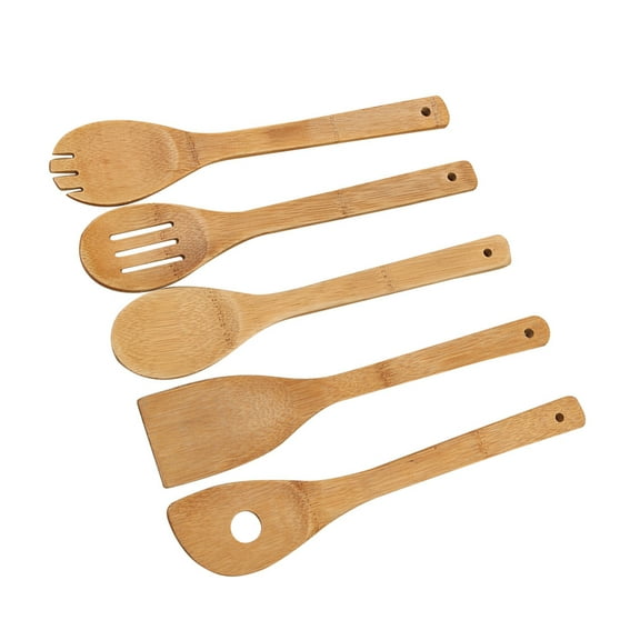 Raindrops Bamboo Wooden Utensils Set Chocolate for Kitchen Use No Scratch Cooking