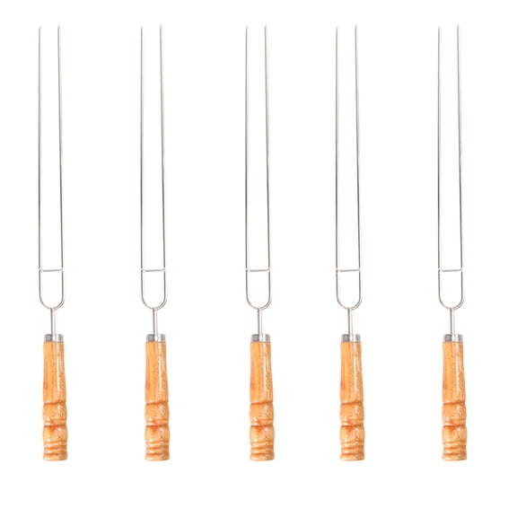 Raindrops 5Pack Bbq Tool U Shape Forks Stainless Steel 37x2.5in For Bonfire Barbecue Lovers