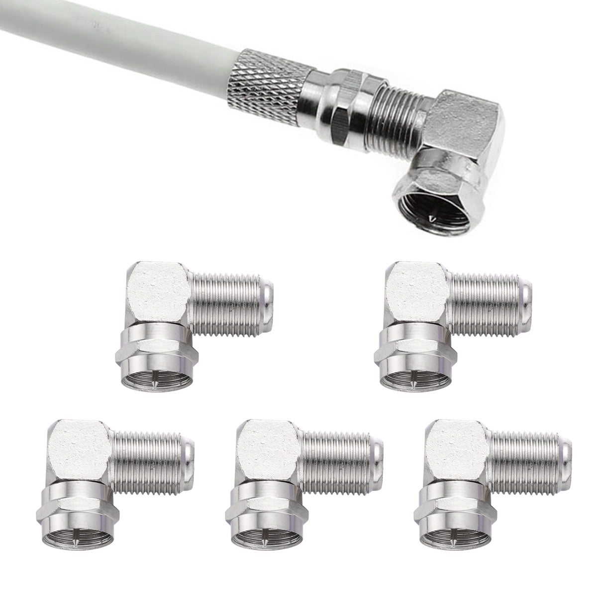 Raindrops 5Pack Coaxial Connector Adapter Coaxial Cable Connectors Metal Right Angle Shape Design