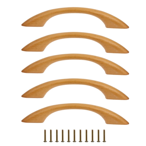 Raindrops 5-Piece Simple Line Wooden Drawer Handles Set for Dresser and Household Furniture Use