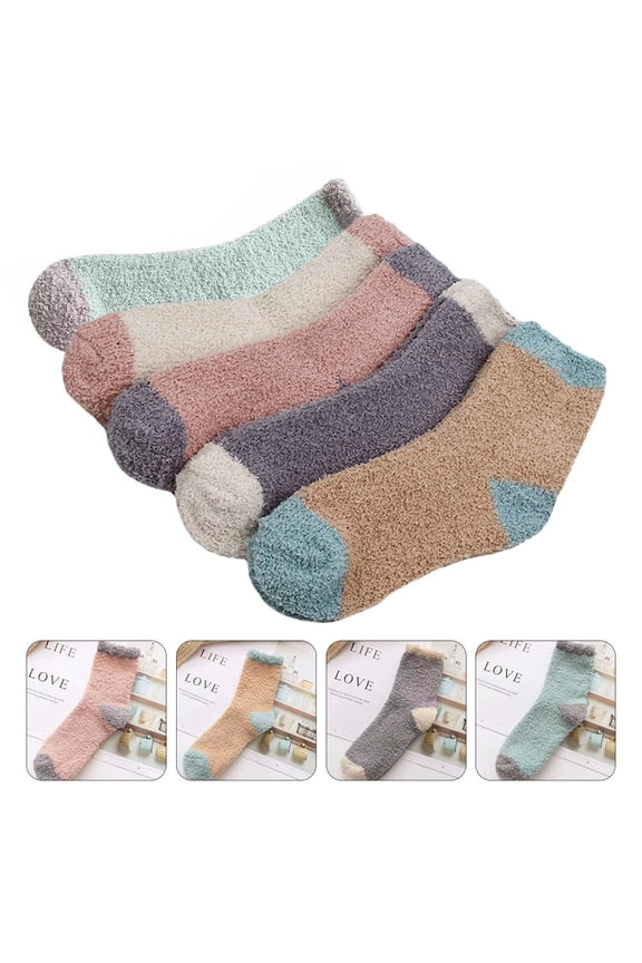 5Pairs Warming Socks for Women in Assorted Color for Warmth and Comfort in Autumn and Winter