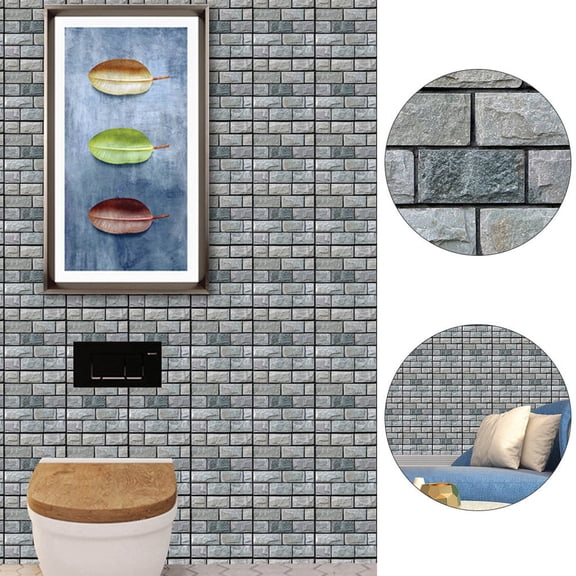Raindrops 5Pcs 3D Self-Adhesive Brick Pattern Wallpaper for Living Room Wall Decor 11.8x11.8in
