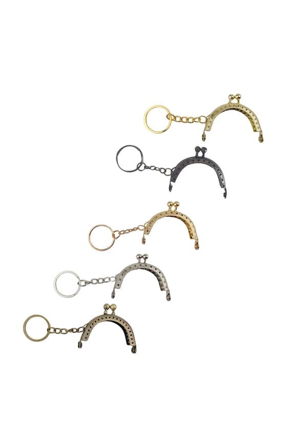 5Pcs 5Cm Durable Metal Coin Purse Frame with Key Ring for Bag Making Accessories Assorted Colors