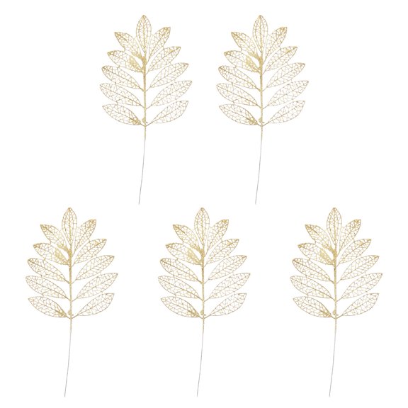 Raindrops Hanging Artificial Plants Set of 5 Golden Plastic Plant Leaves Decorative Indoor Outdoor