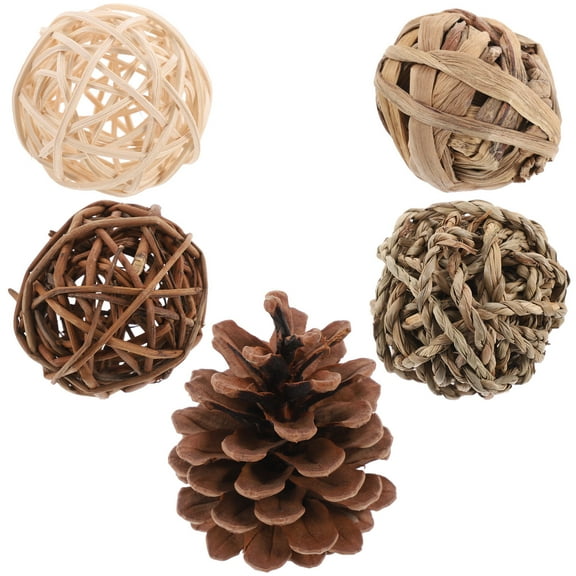 Raindrops 5Pcs Bunny Molar Balls Straw Chewing Pet Toys for Indoor .36x2.36x2.36in