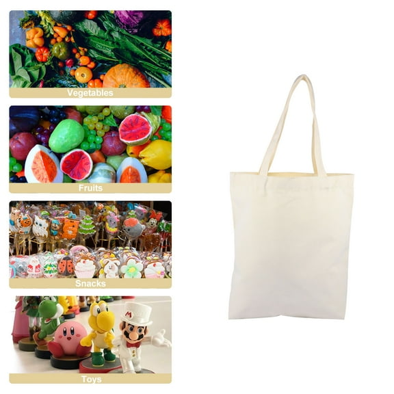 Raindrops 5Pcs Canvas Grocery Bag Beige for General Users Supermarket Shopping