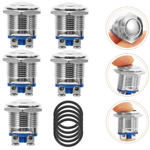Raindrops 5Pcs Car Push Start Button Rocker for Automobiles in Silver Stainless Steel