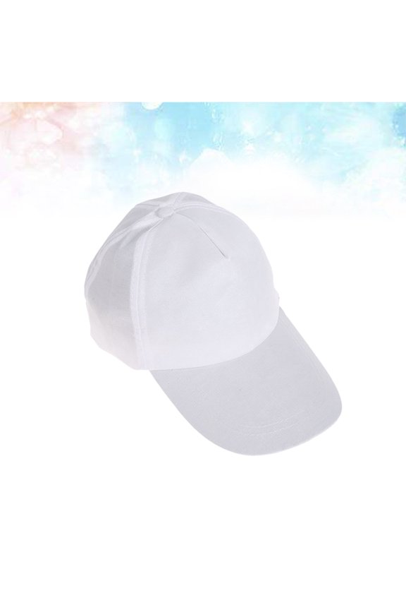 5Pcs Unisex White Cotton Peak Caps with Adjustable Strap for Outdoor Activities