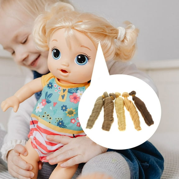 Raindrops 5Pcs Doll Wig for Doll Making Hair Curly Synthetic Hair Replacement
