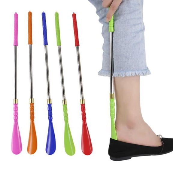 Raindrops 5Pcs Durable Plastic Shoehorn Tool with Long Handle Lightweight for Home and Travel