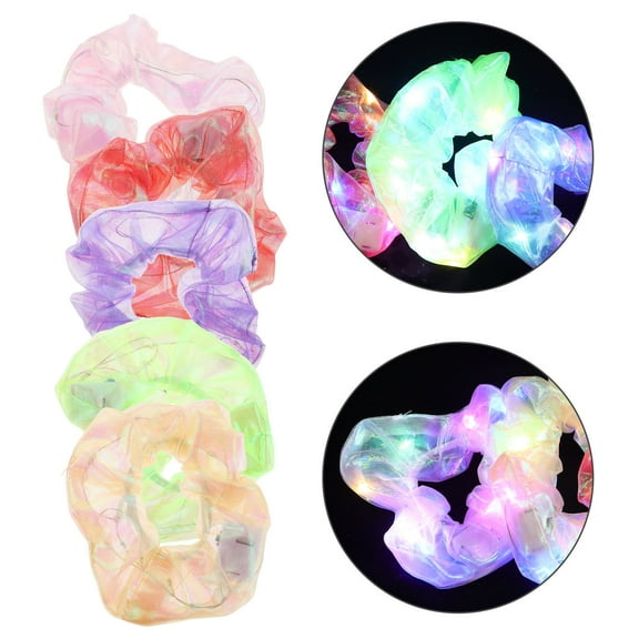 Raindrops Scrunchies Assorted Color LED Hair Ties for Nighttime Glow Parties