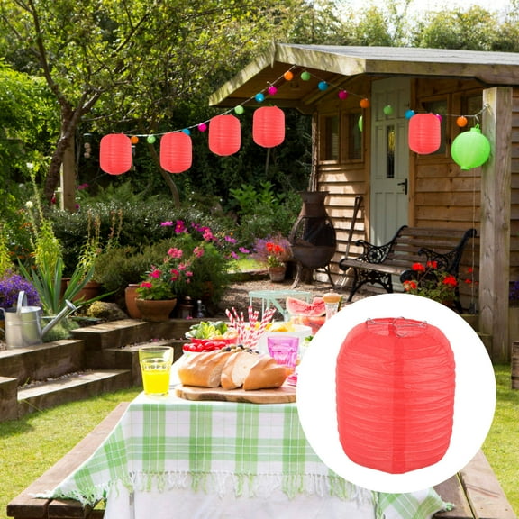 Raindrops 5Pcs Memorial Red Paper Lanterns for Festivals and Weddings 17x15cm