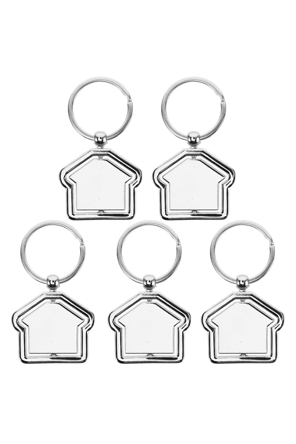 Rotatable House Shaped Keychain Silver Alloy Lightweight Portable for Keys