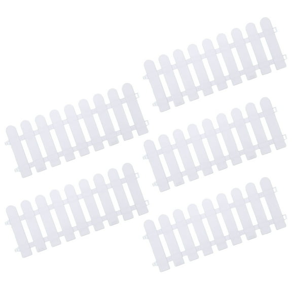 Raindrops 5Pcs Outdoor Garden Fence Border White Plastic for Gardens and Lawns with Round Top