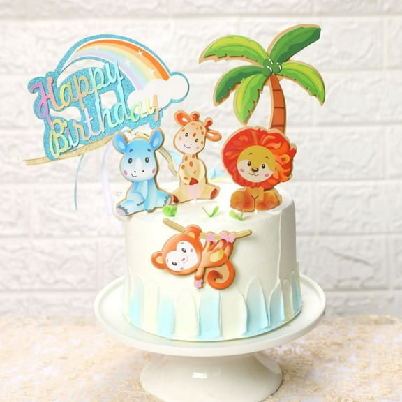 Raindrops 5Pcs Paper Animals Cupcake Toppers for Women Event Organizers Jungle Animal Themed Parties