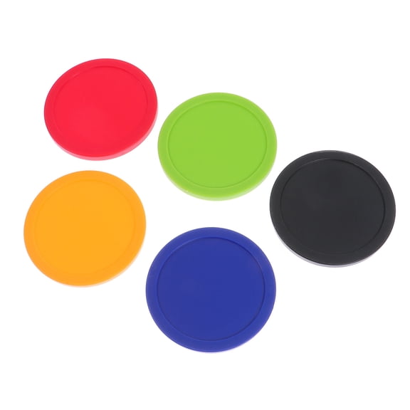 Raindrops 5-Pack Plastic Air Hockey Pucks, Assorted Colors, Smooth for Indoor Table Hockey Game Accessories